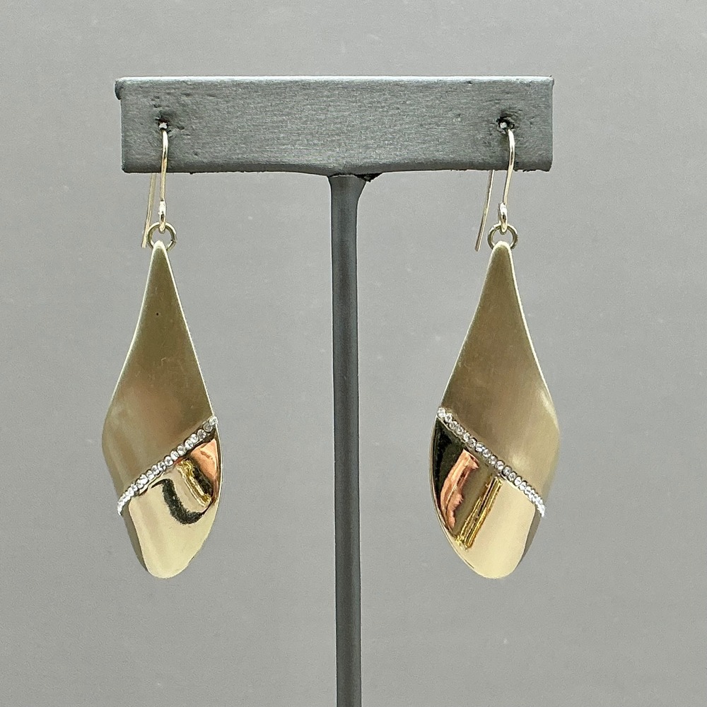 Kenneth Cole Drop Earrings Women Gold Tone Rhinestone Accent Twisted Teardrop